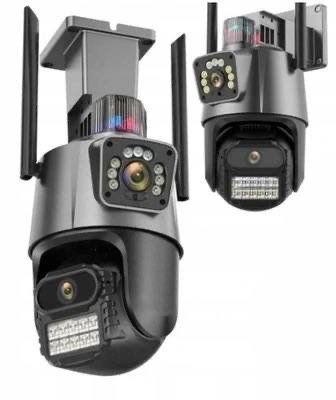 Вулична охоронна WIFI камера відеоспостереження 6MP, Dual Lens / Поворотна камера спостереження із сиреною H1000 фото
