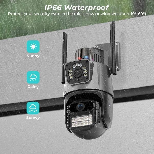 Вулична охоронна WIFI камера відеоспостереження 6MP, Dual Lens / Поворотна камера спостереження із сиреною H1000 фото