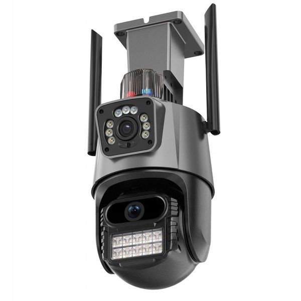 Вулична охоронна WIFI камера відеоспостереження 6MP, Dual Lens / Поворотна камера спостереження із сиреною H1000 фото